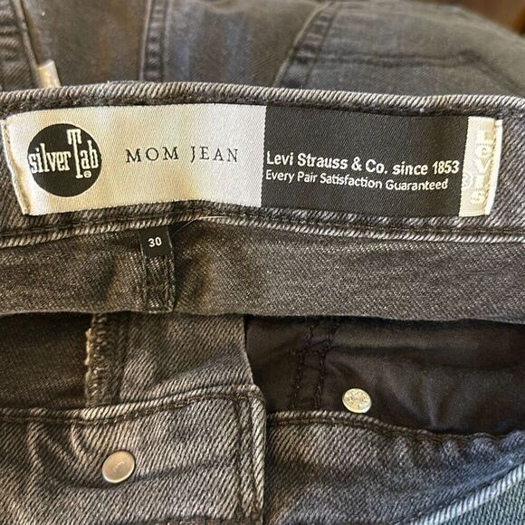 Silvertab Gray Charcoal Wash High Rise Baggy Grunge Mom Jeans Womens W30 L27 - Picture 8 of 11